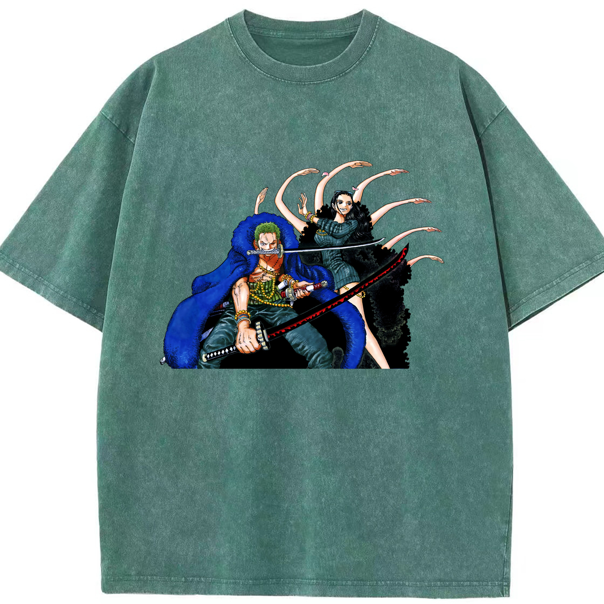 ワンピース ロロノア・ゾロ ONE PIECE Roronoa Zoro 綿100% ヴィンテージ風 半袖Tシャツ（フロントプリント）